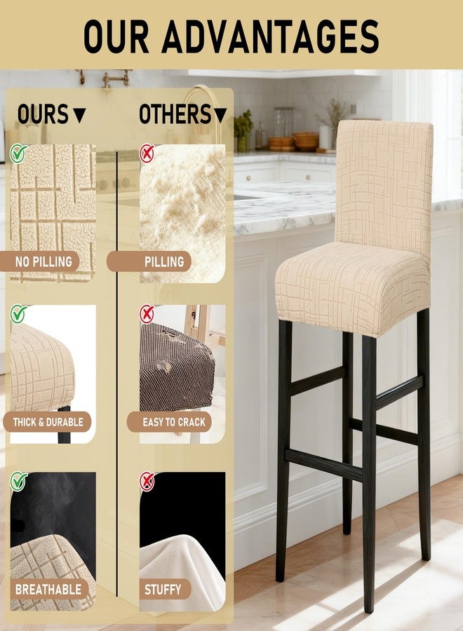 JIUZHEN أغطية كراسي بار جيوتشن، أغطية كراسي بار عالية المرونة، قابلة للإزالة والغسل، أغطية كراسي بار مخملية للمطبخ، الحانة، غرفة الطعام، عبوة من قطعتين، لون جملي - Image 5